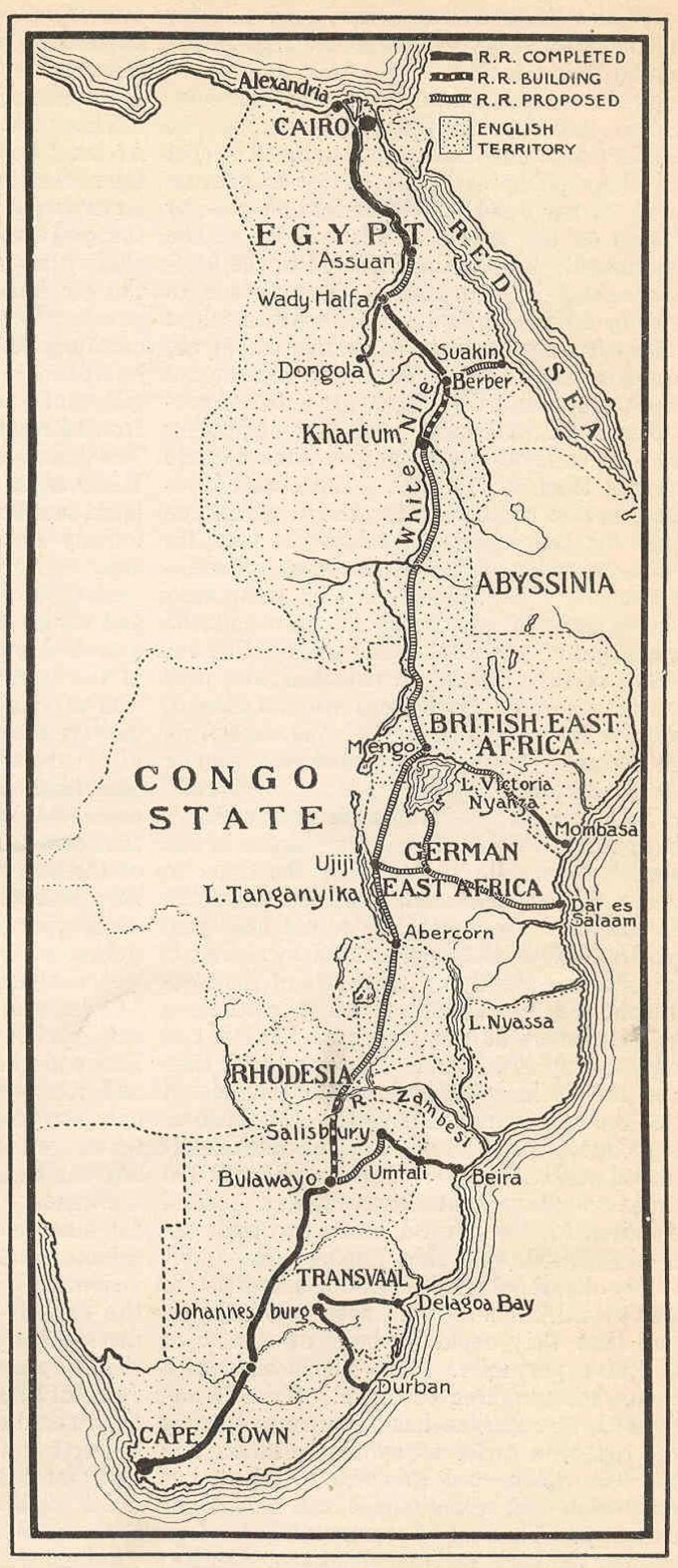 Karte cape kairas dzelzceļa